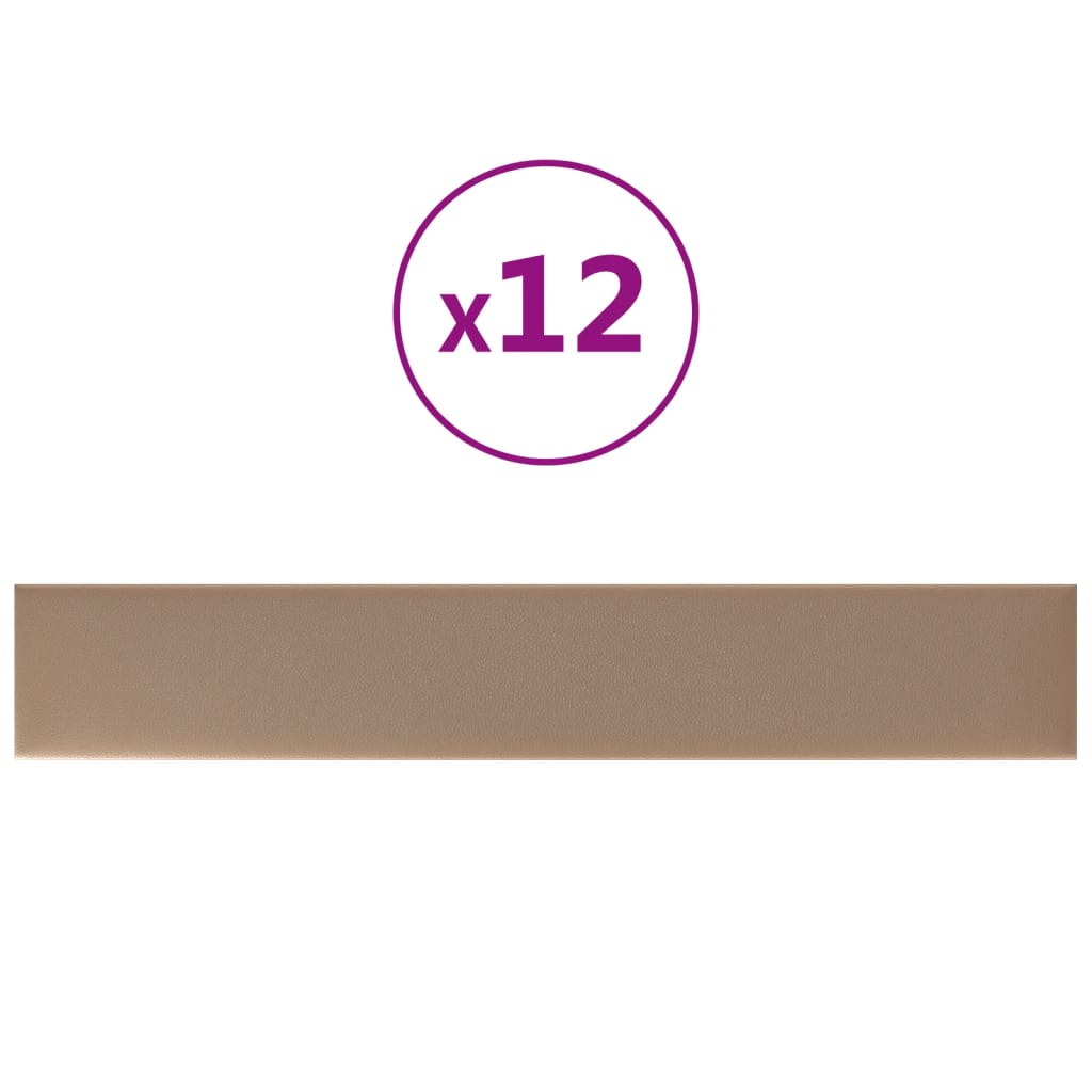 Panneaux muraux vidaxl 12 st 1,62 m² 90x15 cm en cuir art cappuccinocolide