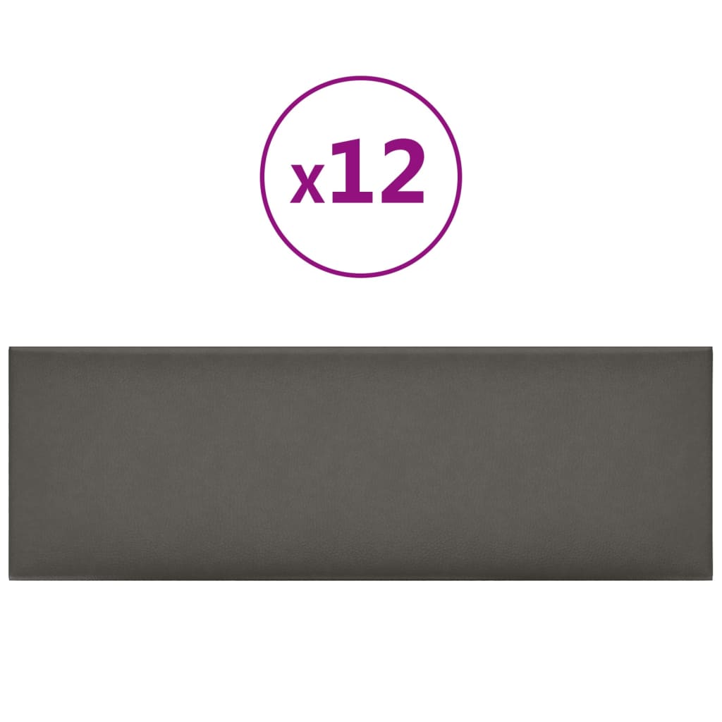 Panneaux muraux Vidaxl 12 st 3,24 m² 90x30 cm en cuir artificiel gris