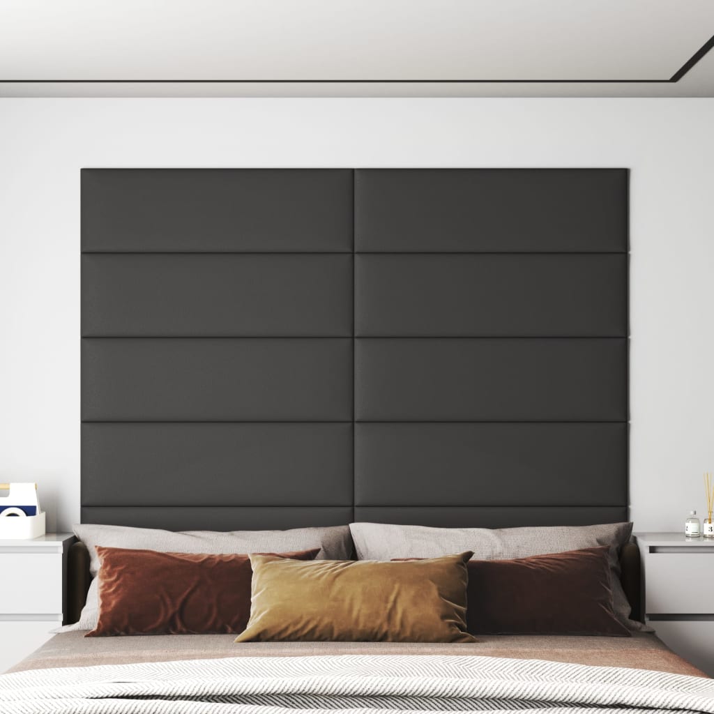 Vidaxl Wall panels 12 st 3.24 m² 90x30 cm artificial leather gray