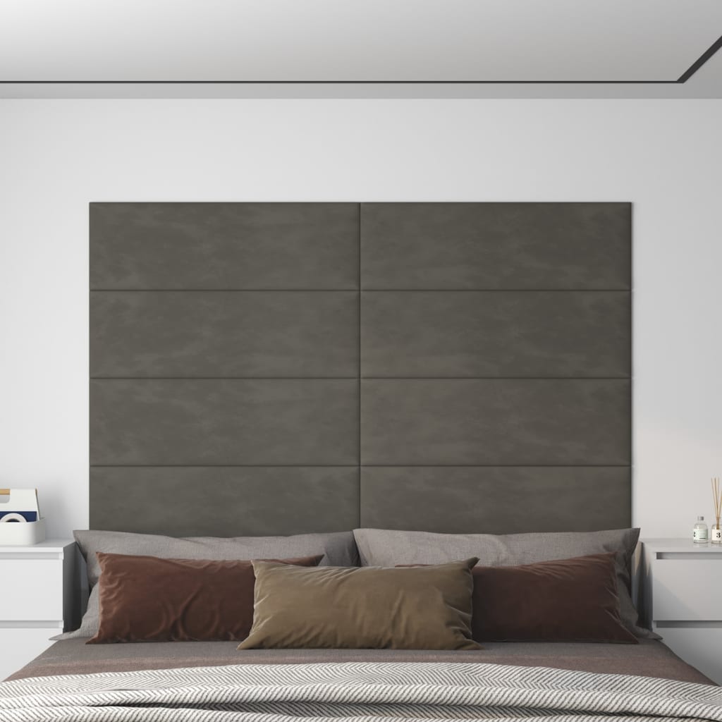 Paneles de pared Vidaxl 12 st 3.24 m² 90x30 cm Velvet gris oscuro