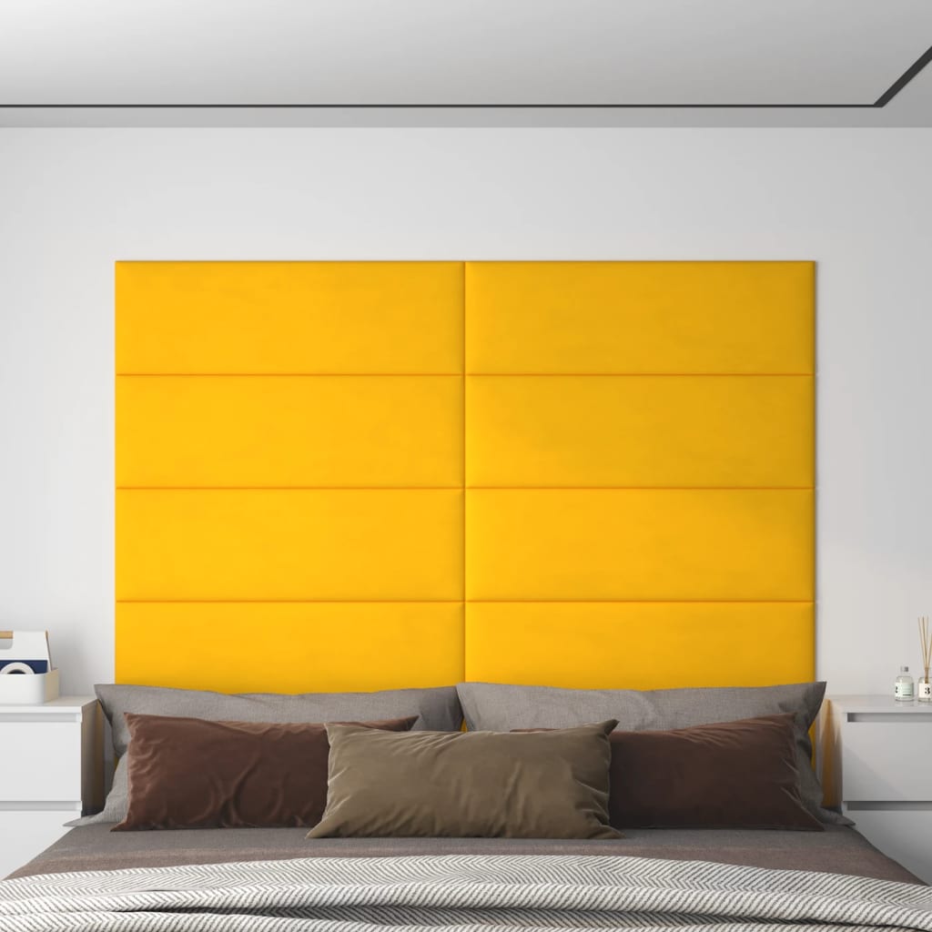 Paneles de pared Vidaxl 12 st 3.24 m² 90x30 cm Velvet amarillo