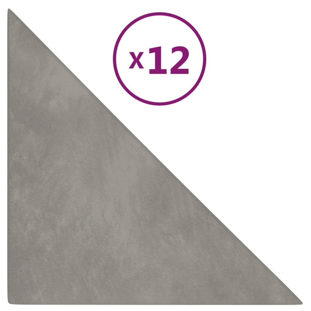 Vidaxl Wall panels 12 pcs 0.54 m² 30x30 cm velvet light gray