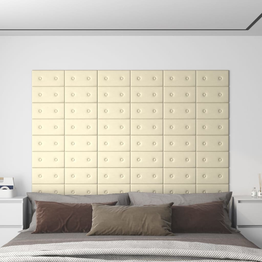 Vidaxl Wall panels 12 pcs 0.54 m² 30x15 cm artificial leather cream -colored