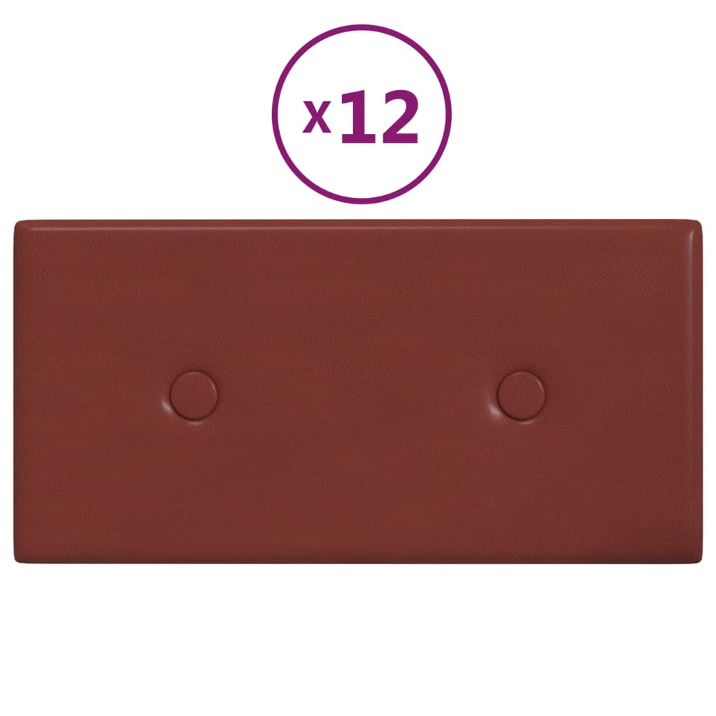 Vidaxl Wandpaneele 12 Stcs 0,54 m² 30x15 cm künstlicher Lederwein rot