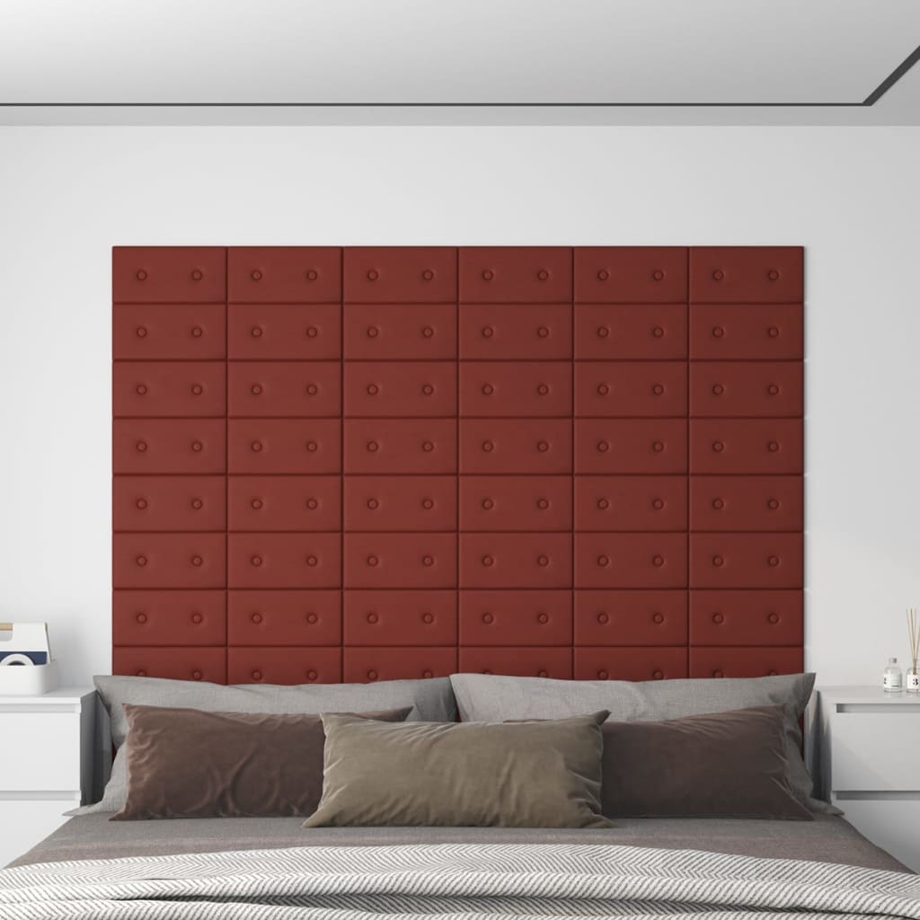 Vidaxl Wall panels 12 pcs 0.54 m² 30x15 cm artificial leather wine red