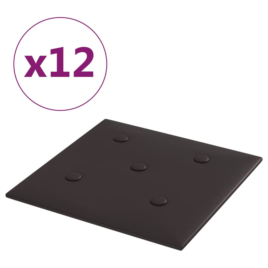 Panneaux muraux vidaxl 12 st 1,08 m² 30x30 cm en cuir artificiel noir