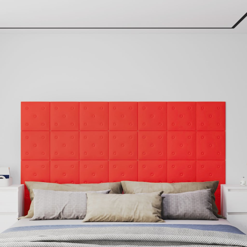 Vidaxl Wall panels 12 st 1.08 m² 30x30 cm artificial leather red