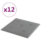 Pannelli a parete Vidaxl 12 ST 1,08 m² 30x30 cm in pelle artificiale grigio