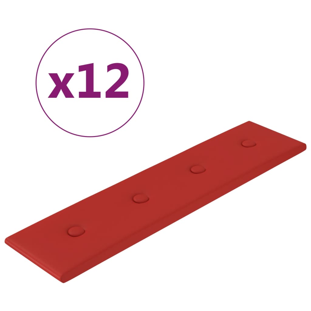 Vidaxl Wandpaneele 12 ST 1,08 m² 60x15 cm Künstlicher Lederwein rot