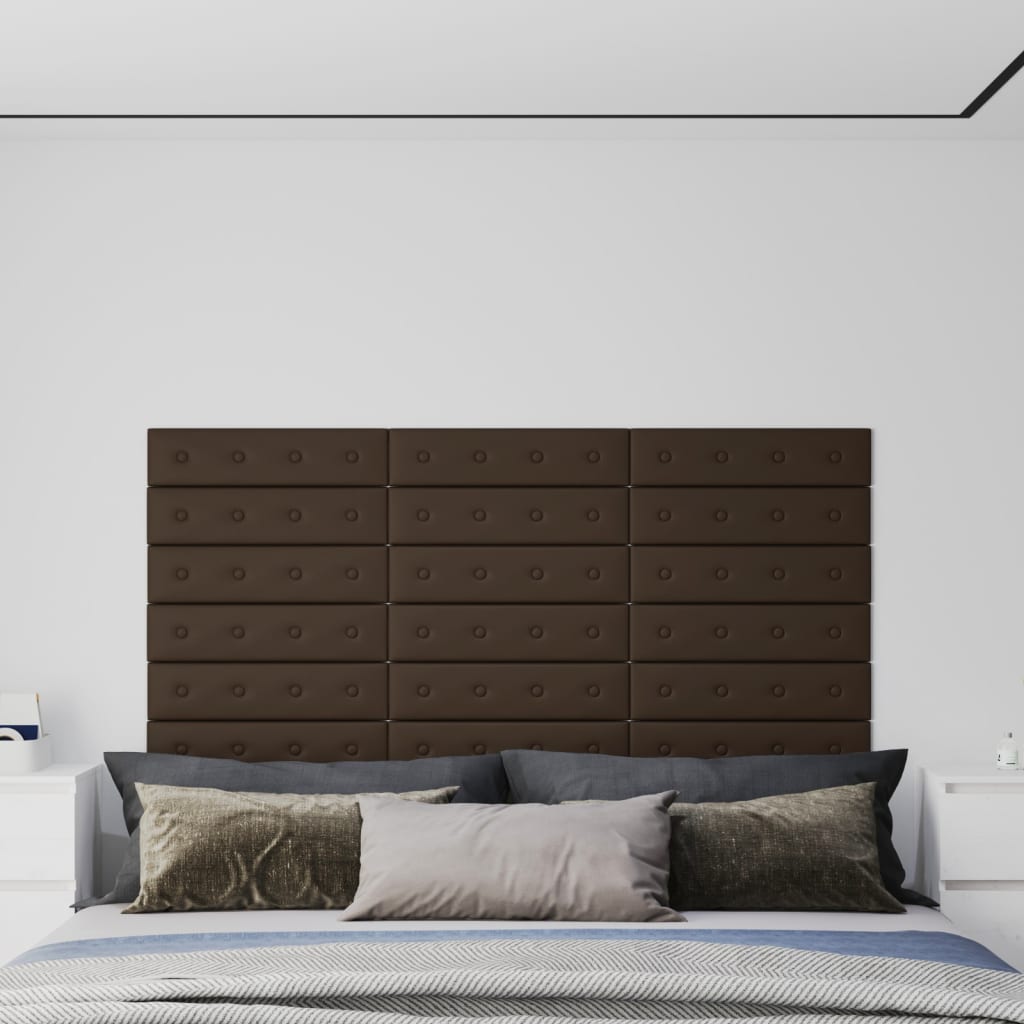 Vidaxl Wall panels 12 st 1.08 m² 60x15 cm artificial leather brown