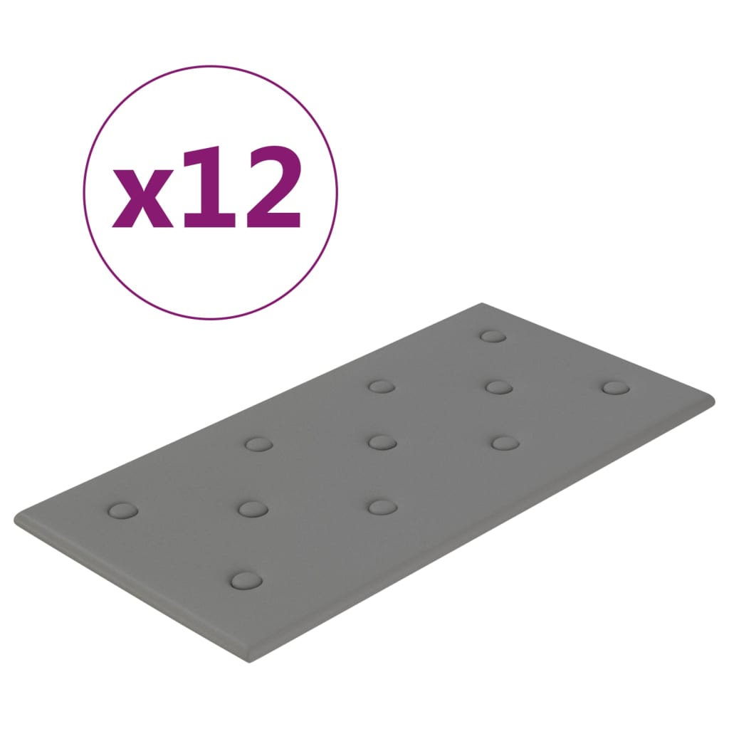 Vidaxl Wandpaneele 12 ST 2,16 m² 60x30 cm Künstliches Ledergrau grau