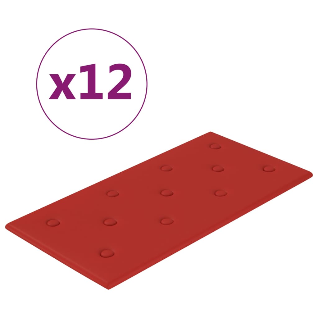 Vidaxl Wandpaneele 12 Stcs 2,16 m² 60x30 cm künstlicher Lederwein rot