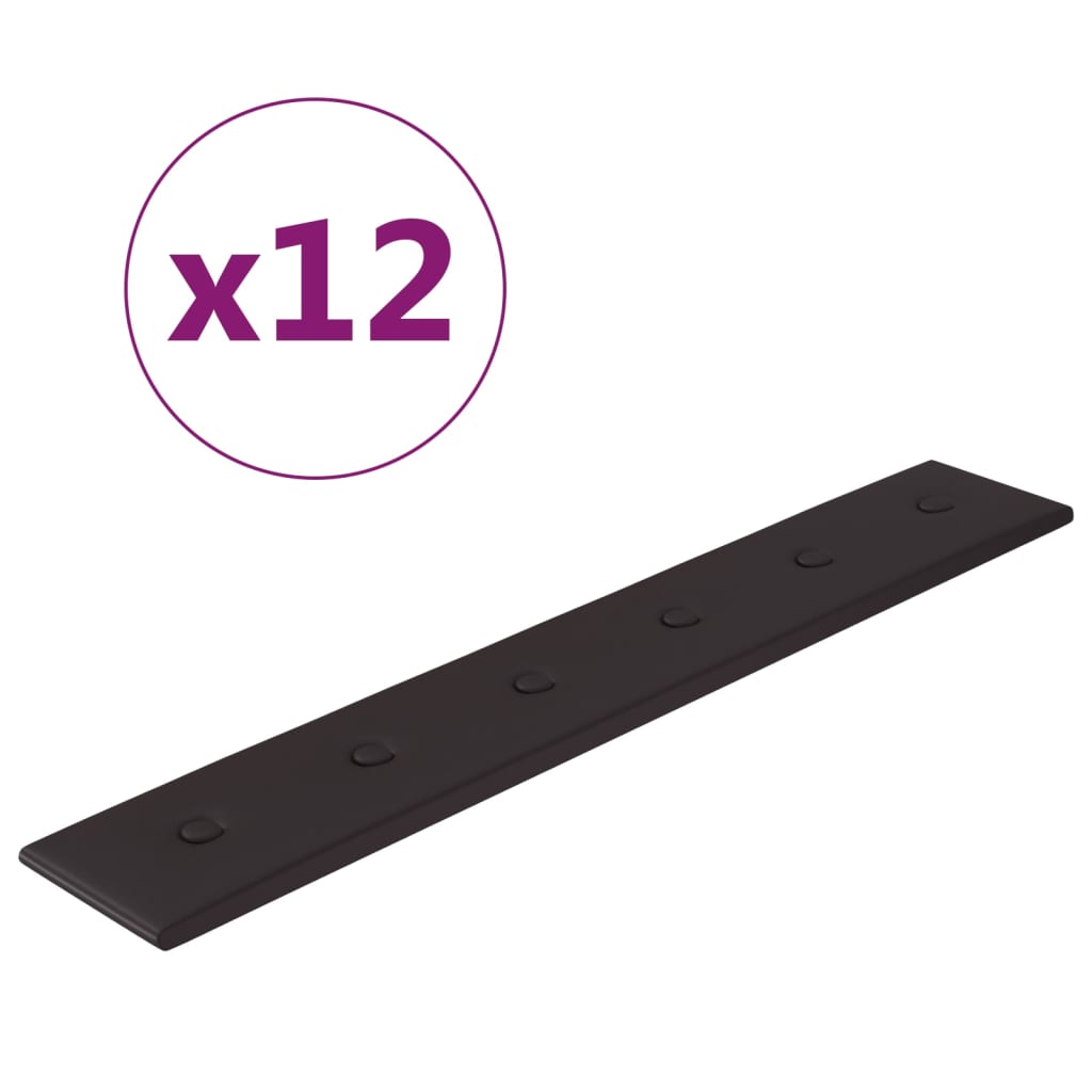 VidaXL Wandpanelen 12 st 1,62 m² 90x15 cm kunstleer zwart