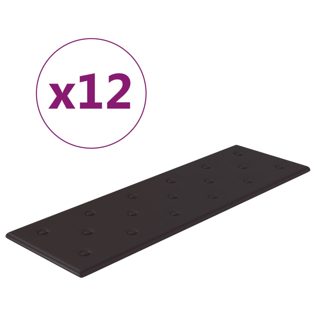 Vidaxl Wandpannelen 12 St 3.24 m² 90x30 cm kënschtlech Lieder schwaarz