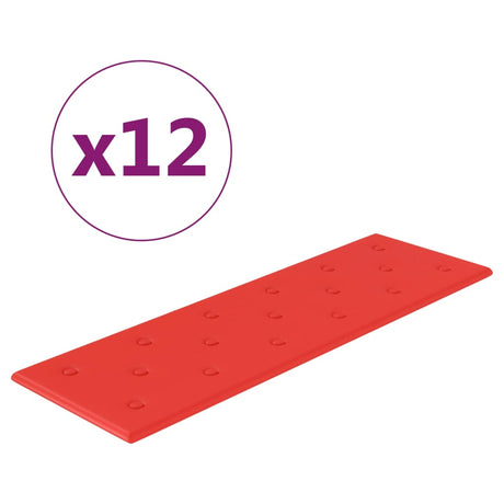 VidaXL Wandpanelen 12 st 3,24 m² 90x30 cm kunstleer rood