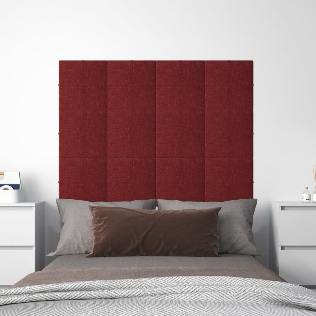 Vidaxl Wall panels 12 st 1.08 m² 30x30 cm Fabric wine red