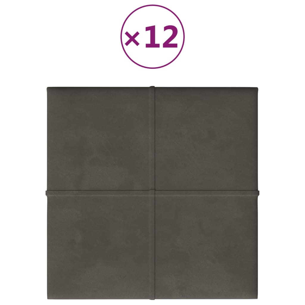 Vidaxl Wall panels 12 st 1.08 m² 30x30 cm velvet dark gray