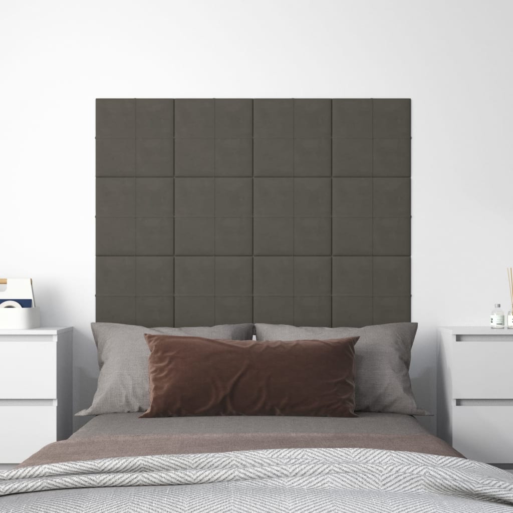 Paneles de pared Vidaxl 12 ST 1.08 m² 30x30 cm Velvet Grey Dark Gray