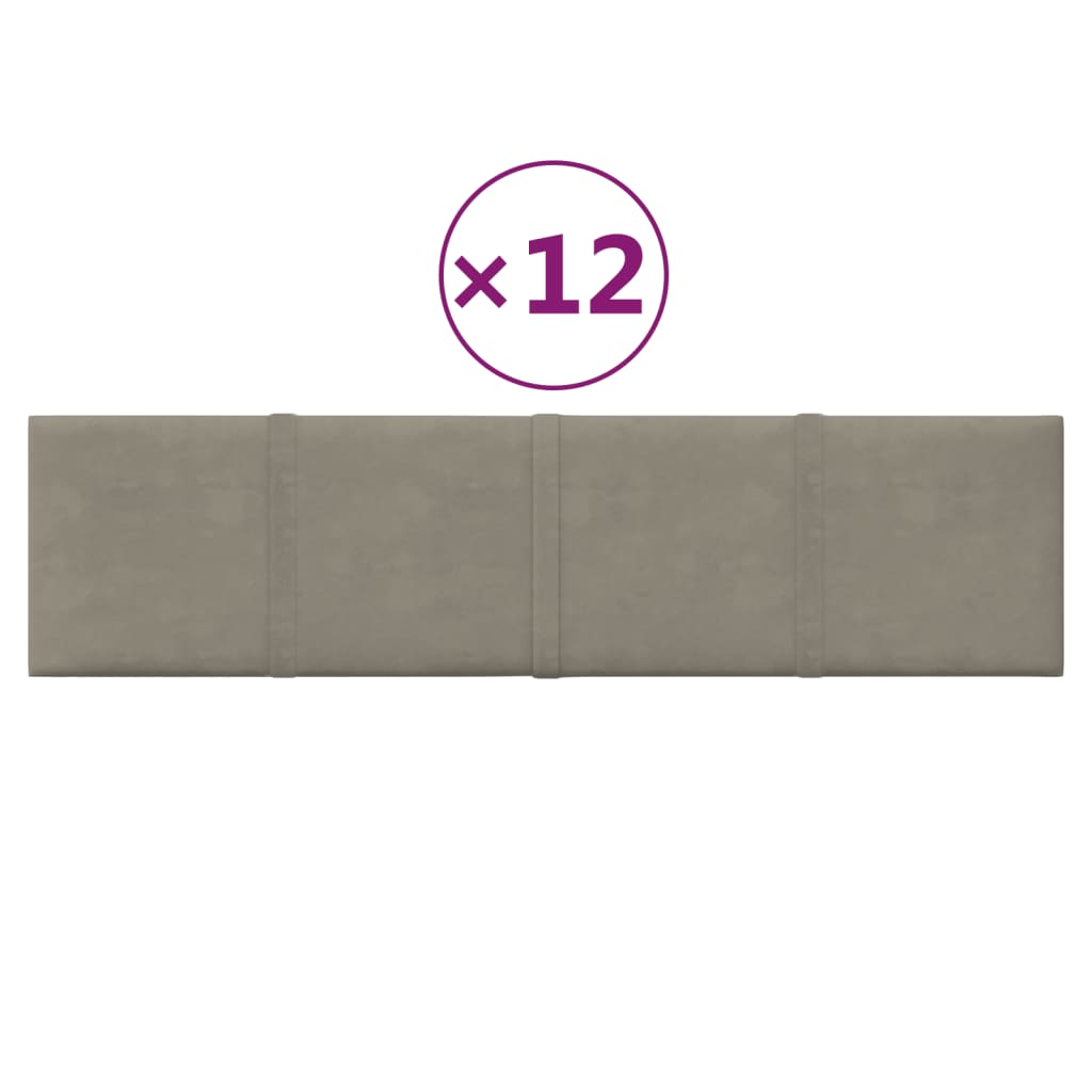 Panneaux muraux vidaxl 12 st 1,08 m² 60x15 cm en velours gris clair