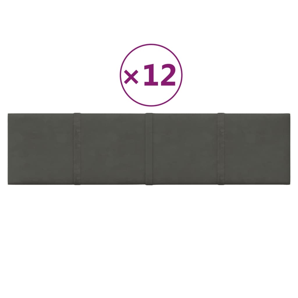 Nástěnné panely Vidaxl 12 St 1,08 m² 60x15 cm Velvet Dark Grey