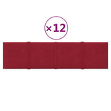 Vidaxl Wall panels 12 st 1.08 m² 60x15 cm velvet wine red