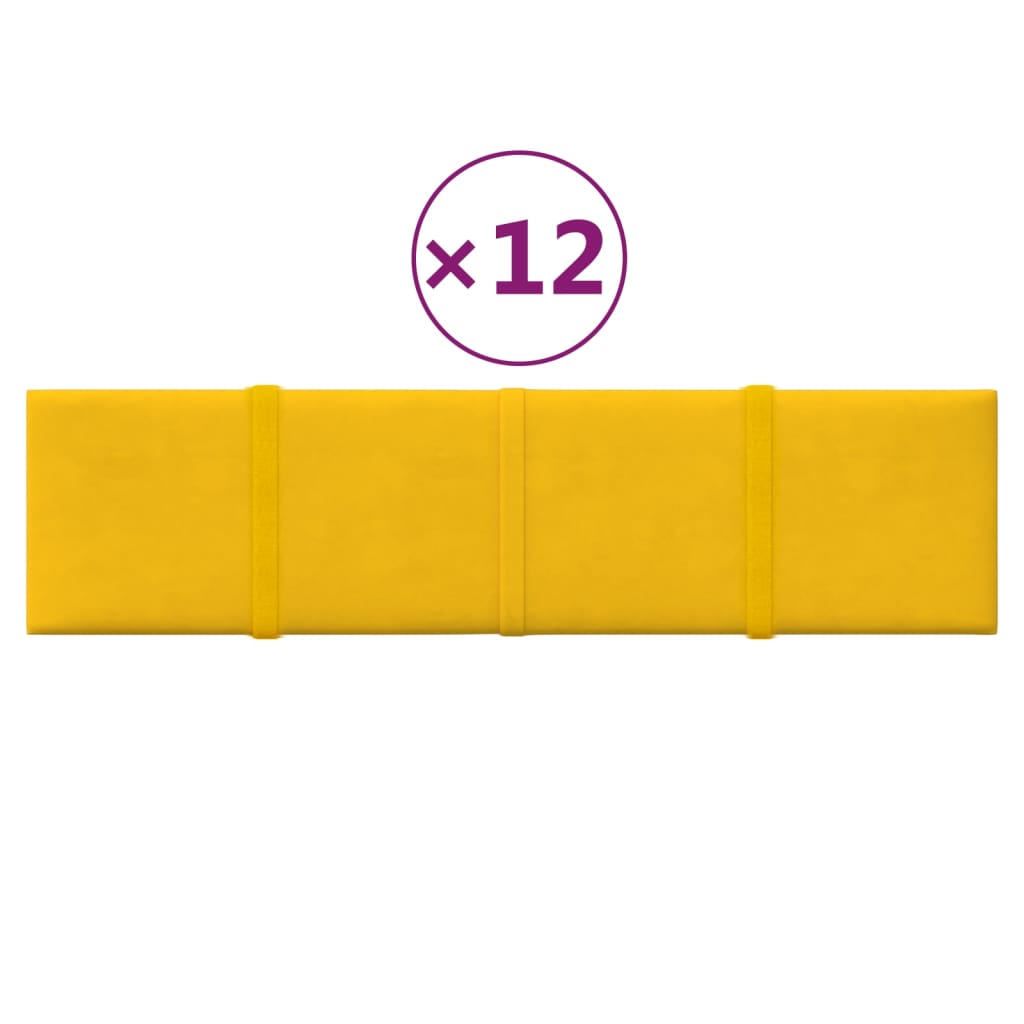 Vidaxl Wall panels 12 st 1.08 m² 60x15 cm velvet yellow