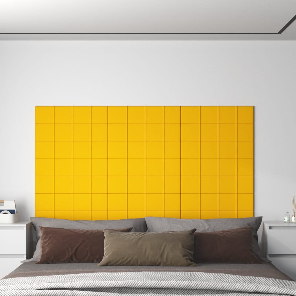 Vidaxl Wall panels 12 st 1.08 m² 60x15 cm velvet yellow