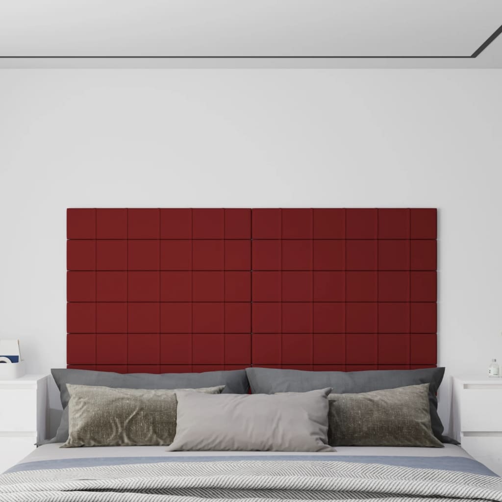 Paneles de pared Vidaxl 12 st 1.62 m² 90x15 cm de tela rojo