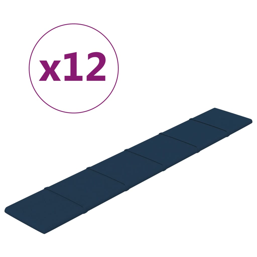 VidaXL Wandpanelen 12 st 1,62 m² 90x15 cm fluweel blauw