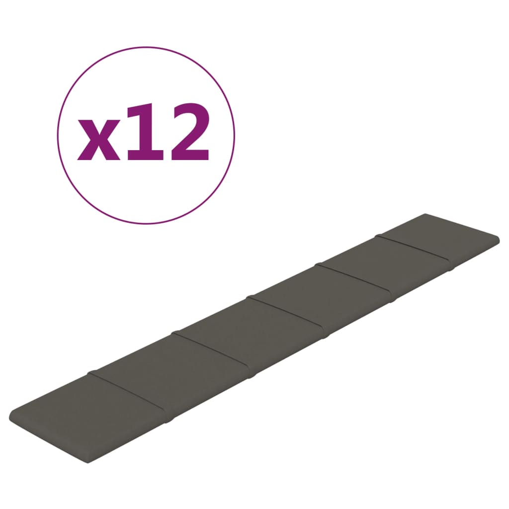 VidaXL Wandpanelen 12 st 1,62 m² 90x15 cm fluweel donkergrijs