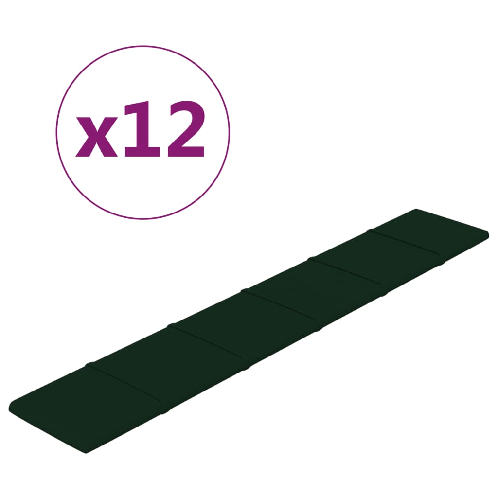 Vidaxl -Wandplatten 12 ST 1,62 m² 90 x 15 cm Samt dunkelgrün