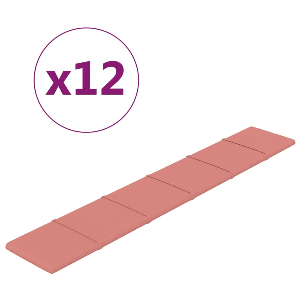 Paneles de pared Vidaxl 12 st 1.62 m² 90x15 cm de terciopelo rosa