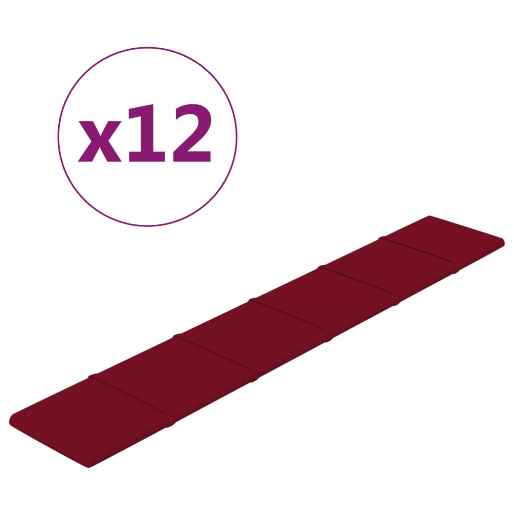 Pannelli a parete Vidaxl 12 ST 1,62 m² 90x15 cm Vino di velluto rosso