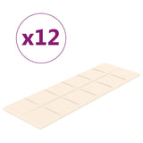 VidaXL Wandpanelen 12 st 3,24 m² 90x30 cm fluweel crèmekleurig