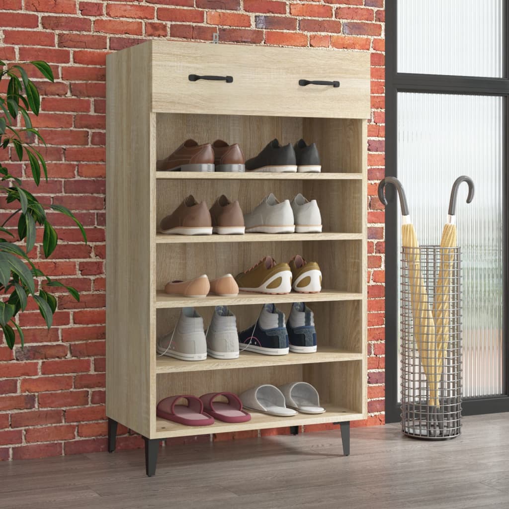 Armoire à chaussures Vidaxl 60x35x105 cm en bois de bois de chêne sonoma coloré