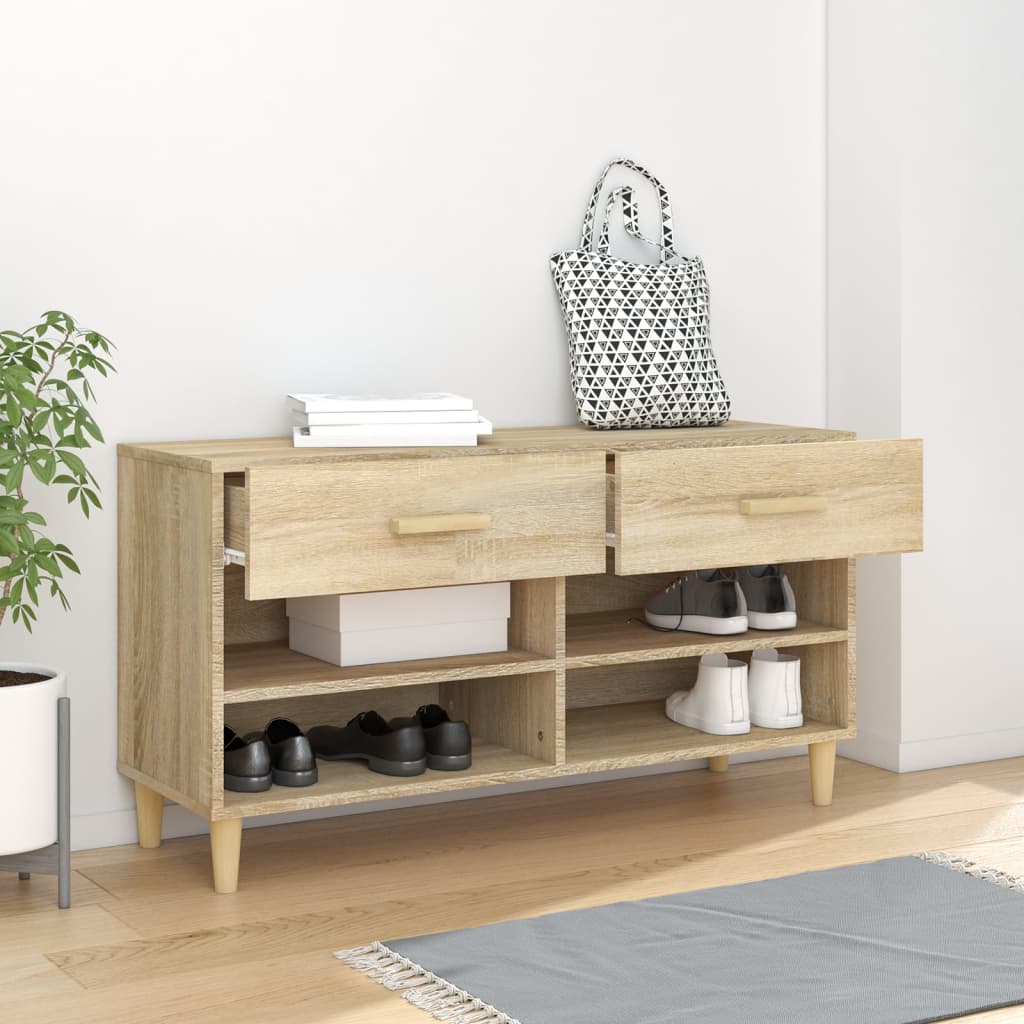 Vidaxl Cabinet da scarpe 102x35x55 cm Colore in legno in legno Sonoma