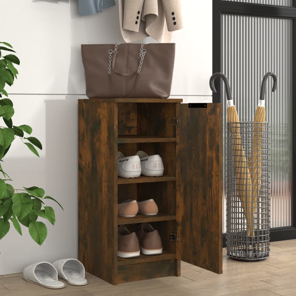 Armoire à chaussures Vidaxl 30x35x70 cm en bois de bois de chêne fumé coloré