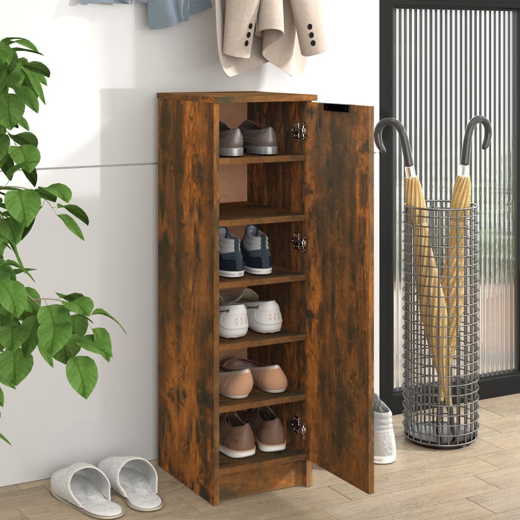 VidaXL shoe cabinet 30x35x100 cm Properted Wood Smoked Oak colored