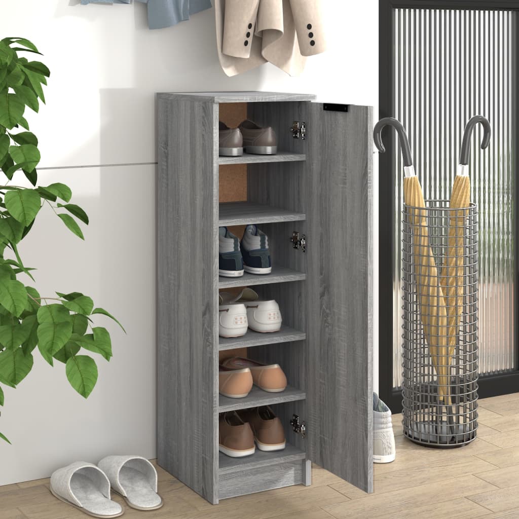 Armoire à chaussures Vidaxl 30x35x100 cm en bois de bois de bois de chêne Gris sonoma