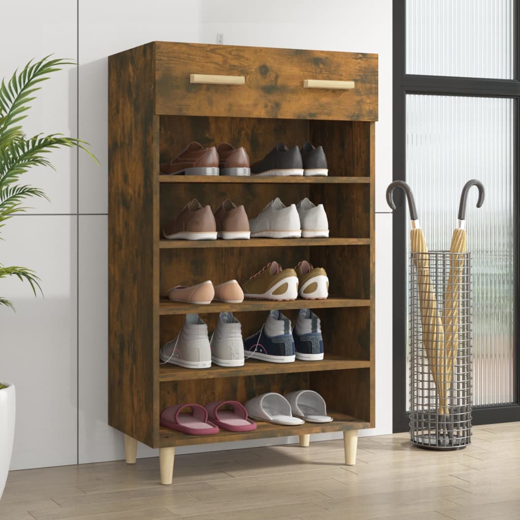 Vidaxl Shoe Cabinet 60x35x105 cm Property Wood Smoked Oak Farvet