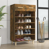 Armoire à chaussures vidaxl 60x35x105 cm en bois de bois de chêne fumé coloré