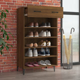 Vidaxl Shoe Cabinet 60x35x105 cm skåret træbrun eg farve