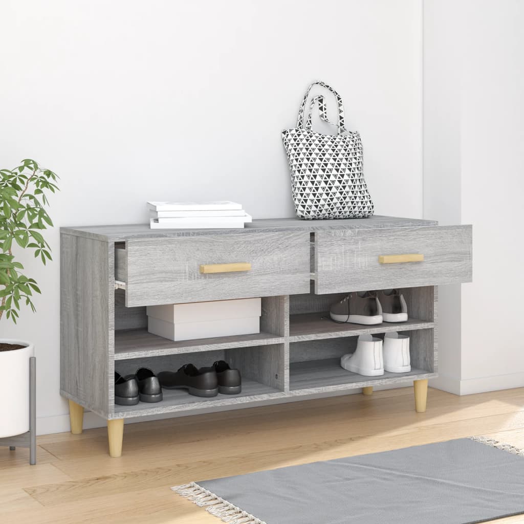 Vidaxl Cabinet da scarpe 102x35x55 cm Colore in rovere grigio in legno grigio