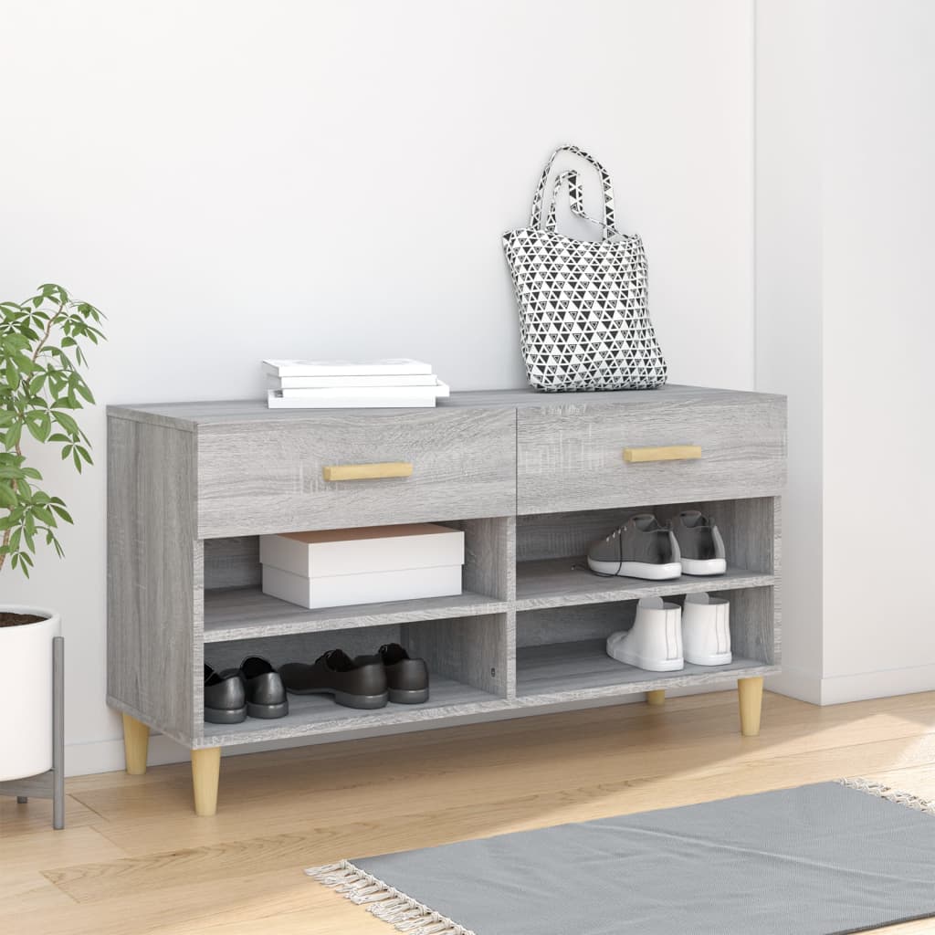 Vidaxl Cabinet da scarpe 102x35x55 cm Colore in rovere grigio in legno grigio