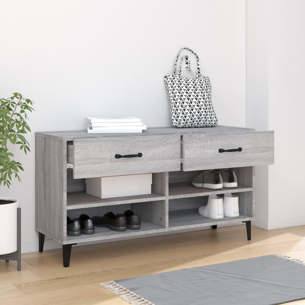 Vidaxl Shoe Cabinet 102x35x55 cm Property Wood Grey Sonoma Oak Color