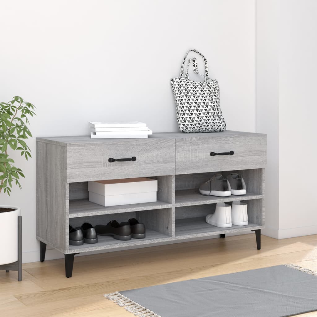 Vidaxl Shoe Cabinet 102x35x55 cm Property Wood Grey Sonoma Oak Color