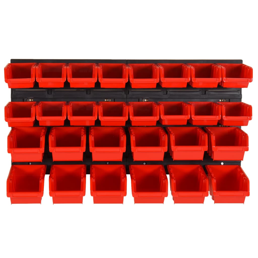 Vidaxl Sistema de clasificación de 30 piezas Conjunto de 77x39 cm polipropeno rojo y negro