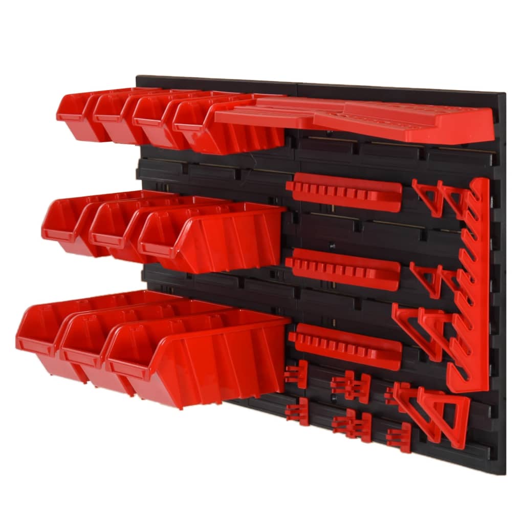 Vidaxl 35-Stéck Sortéierungssystem Set 77x39 cm Polyprope rout a schwaarz