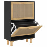 VidaXL Shoe cabinet 52x25x80 cm Properted Wood and Rattan Black