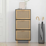 Vidaxl Shoe cabinet 52x25x115 cm Properted Wood and Rattan Black